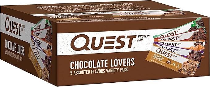 Quest Chocolate Lovers Protein Bars Variety Pack with Mint Chocolate Chunk Protein Bars High Protein Gluten Free 12 Count