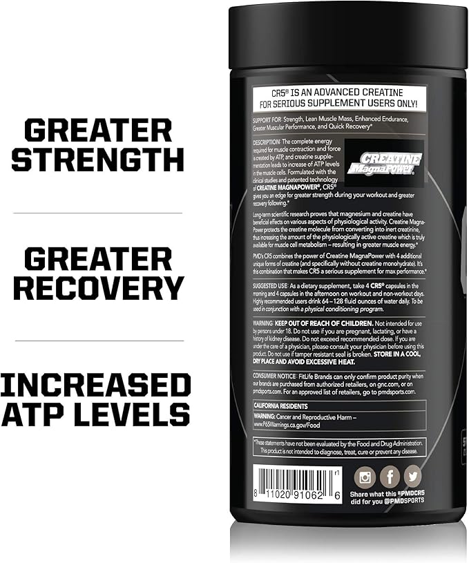 PMD Sports CR5 Professional Creatine Complex (240 Capsules) Sports Nitro CM Nitric Oxide (90 Capsules)