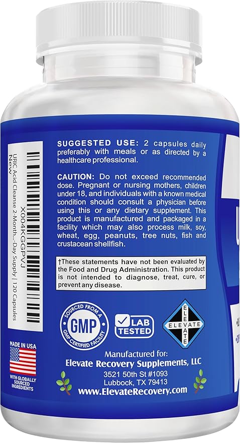2-Month Uric Acid Support (14-in-1) Supplement | 60-Day Bulk Supply | Uric Acid Health Supplements | 120 Capsules
