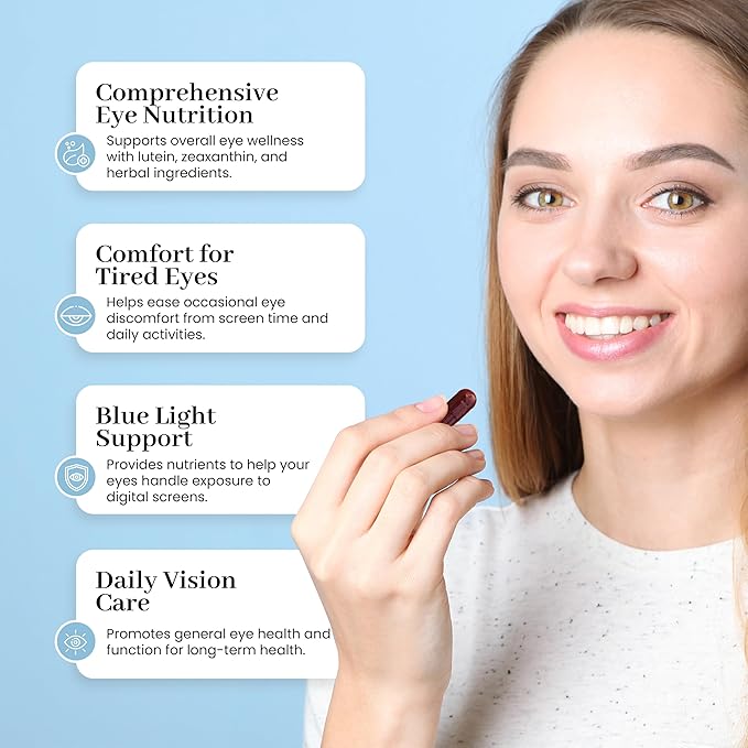 iSee Natural Herbal Eye Supplement – Lutein &amp Zeaxanthin Eye Vitamins for Vision Health Relief from Eye Strain Dry Eyes Macular Support &amp Ocular Care – 60 Capsules
