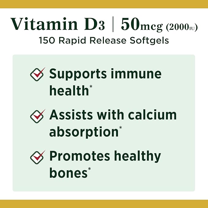 Nature's Bounty Vitamin D Supports Immune Health &amp Bone Health &amp Vitamin B12 1000mcg Supports Energy Metabolism and Nervous System Health Vitamin Supplement 100 Tablets