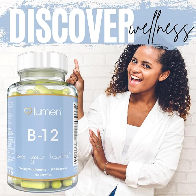 Lumen Naturals B-12 Complex for Women – 3000mcg Per Serving with Vitamin C &amp Biotin – 180 Veggie Capsules – 60 Servings – Non-GMO Gluten-Free and Easy to Take Daily