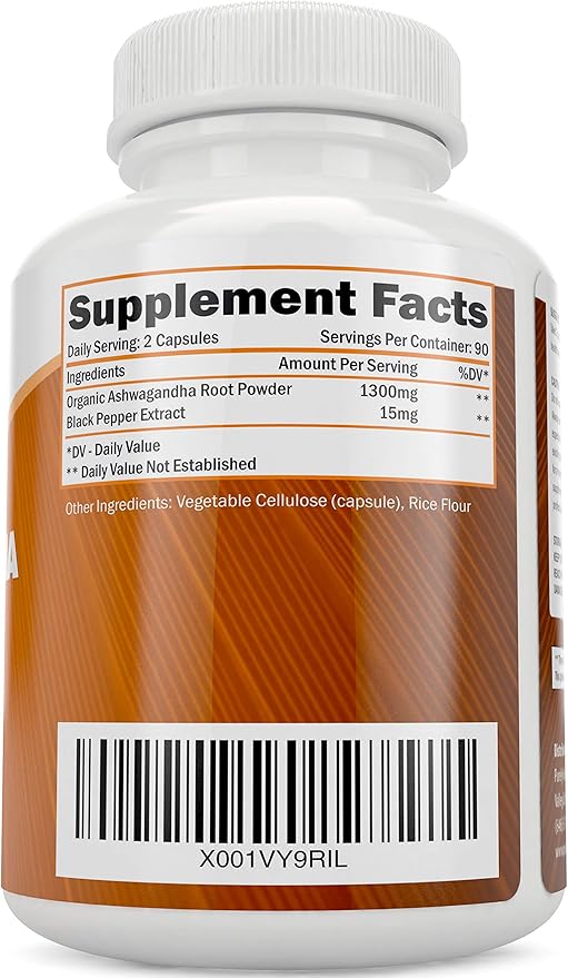 Organic Turmeric Curcumin 700mg &amp Bioperine + Organic Ashwagandha 1300mg &amp Black Pepper - Vegan Bundle - 120 + 180 Capsules - Made in USA