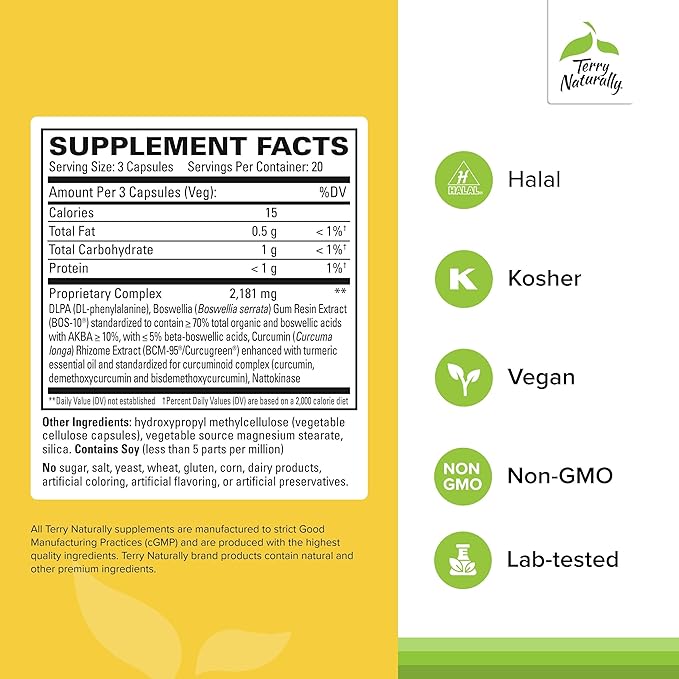 Terry Naturally Curamin - Curcumin Supplement for Circulation &amp Endorphin Support - Support for Occasional Discomfort - Aids Healthy Muscles - 60 Capsules