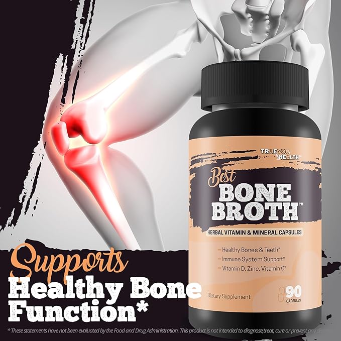 Best Bone Broth Capsules - Bone Health &amp Immunity Supplement - Bone Broth Powder Alternative Capsules - Bone Health Supplements Women Over 50 &amp Bone Health Supplements for Men - Vitamin D Bone