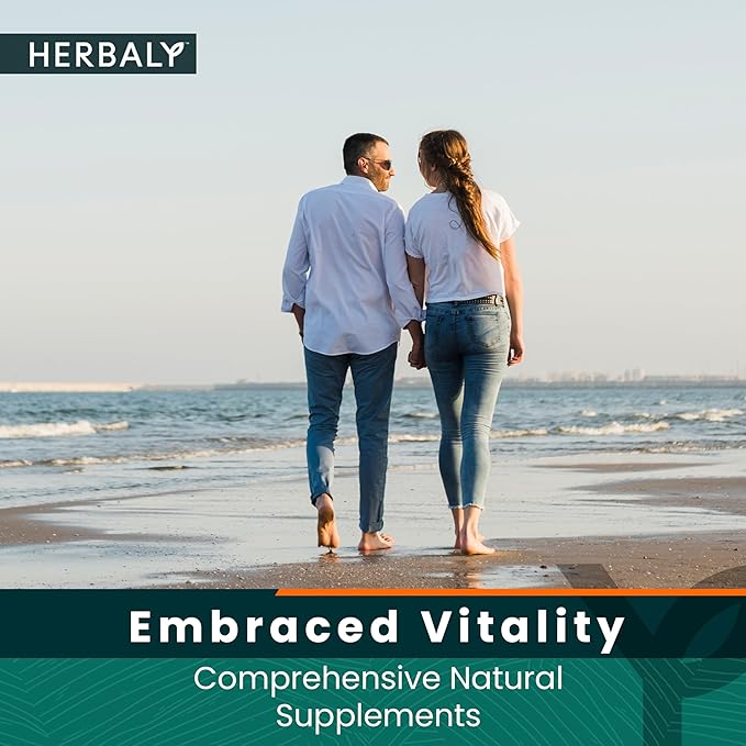 HERBALY Turmeric Complete Plus CoQ10 Capsules - Heart &amp Cardiovascular Support - CoQ10 Beet Extract Folate B12 Turmeric Red Root Hawthorn - Pure Organic Ingredients for Wellness - 60 ct