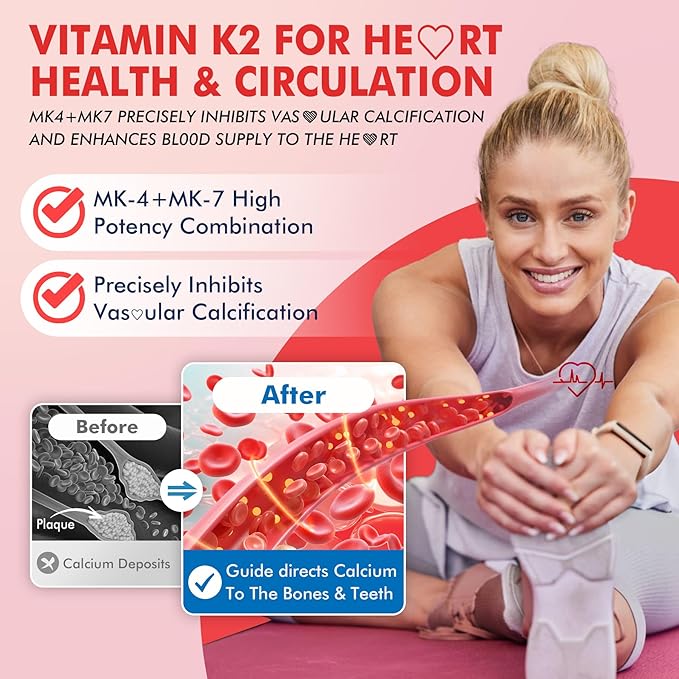 Vitamin K2 Gummies MK-7 200 mcg &amp MK-4 500 mcg for Women &amp Men Sugar Free Perfect 2-IN-1 Full Spectrum Vitamin K2 Supplement for Bone Promotes Calcium Absorption Brain Teeth Immune Pack