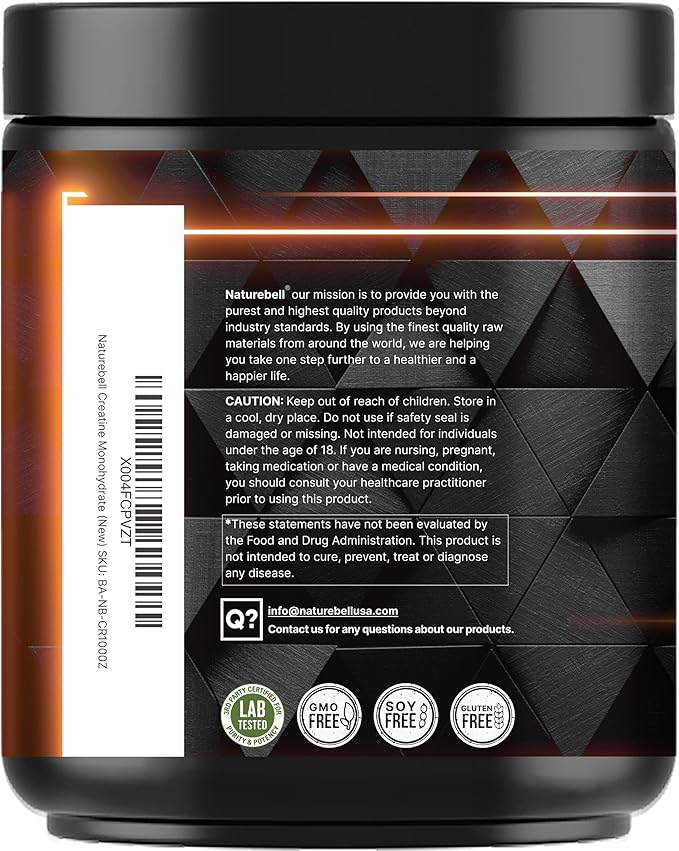 NatureBell Creatine Monohydrate Powder 1000g 5000mg Per Serving 200 Servings (2.2 lb) | Micronized Pure &amp Unflavored | Pre-Workout Muscle Support* | Keto Vegan Filler-Free