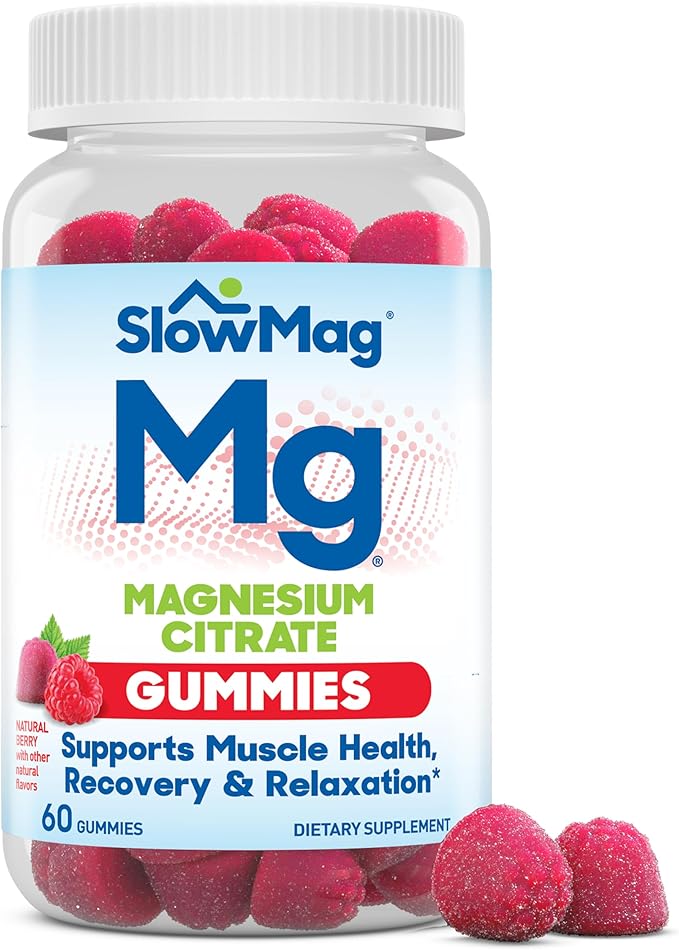 Slow-Mag SlowMag Muscle + Heart Magnesium Chloride with Calcium 120 Count Mg Muscle Health + Recovery Gummies 60 Count