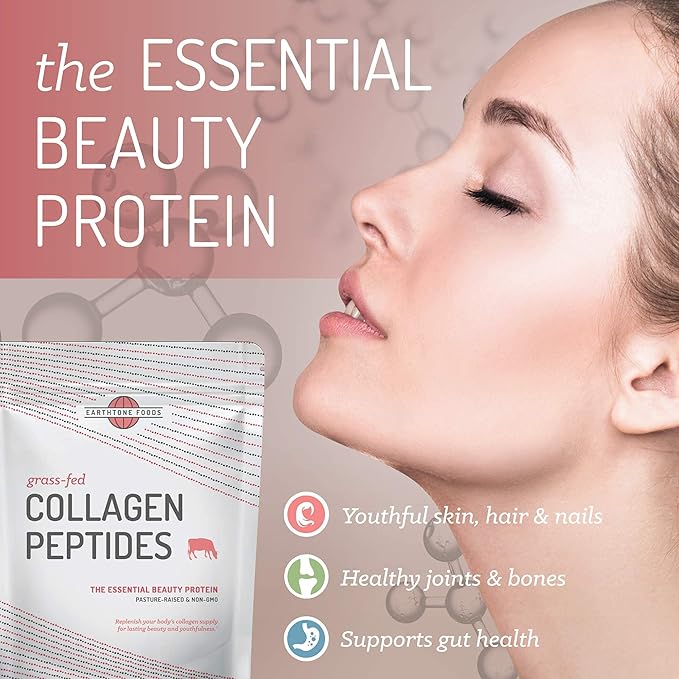 EARTHTONE Collagen Peptides Powder | Paleo-Friendly Hydrolyzed Grass-Fed Non-GMO Protein 16 oz