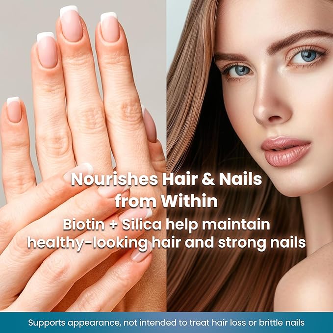 Organic Excellence Hair Skin and Nails Vitamins for Women &amp Men – Biotin Supplement 5000 mcg– Hyaluronic Acid - Supports Healthy Hair Growth Radiant Skin &amp Strong Nails 1 Month Supply (30 T