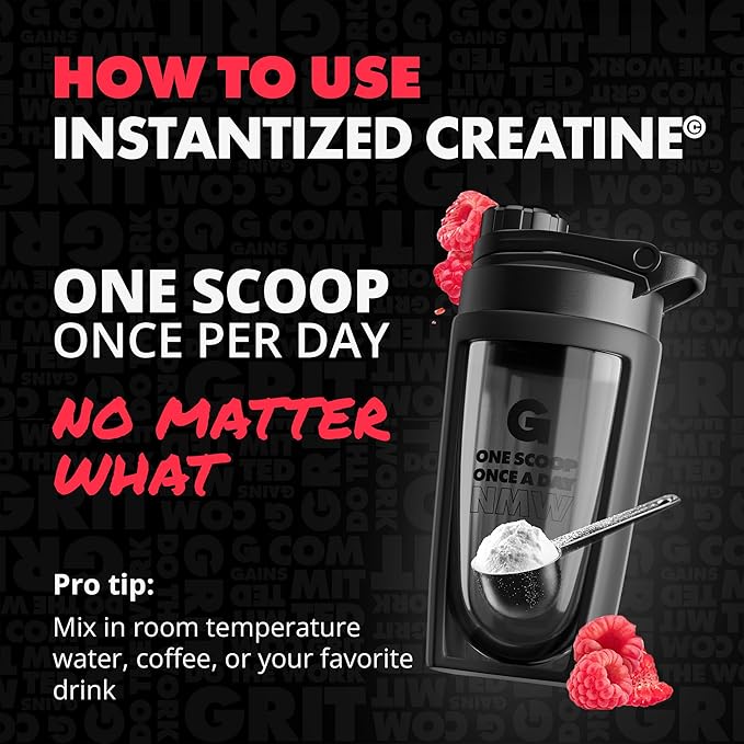 Gains in Bulk Instantized Creatine Monohydrate for Women and Men Soluble Pre Workout Powder Supports Muscle Building Strength and Performance Bodybuilding Supplements Sour Raspberry 30 Servings