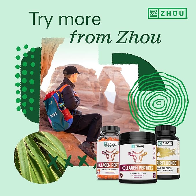 Zhou Hairfluence - Vegan Biotin Supplement for Hair Growth for Men &amp Women Supports Stronger Healthier Hair Nails &amp Glowing Skin with Lustriva &amp B Vitamin Complex - 60 Veggie Capsules