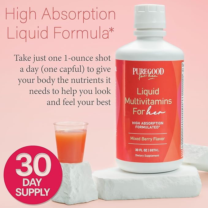 Women’s Liquid Multivitamin | 2 Pack | 30 Fl Oz Each (30 Servings) | 70+ Nutrients Superfoods &amp Omegas | Made in USA | Vegan Non-GMO Sugar Free | Mixed Berry