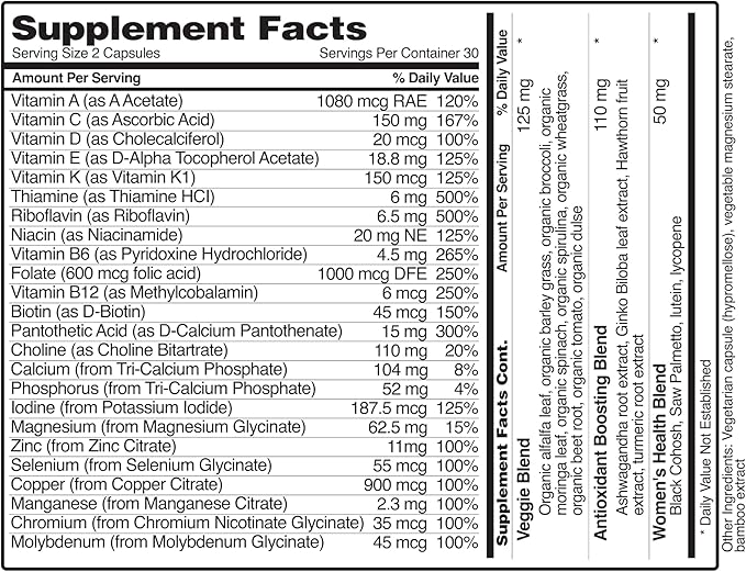 Snap Supplements Daily Multivitamin for Women 60 Capsules