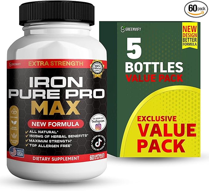 Iron Pure Pro Max Dietary Supplement Organic Maca Root Blend 60 Capsules 30-Day Supply (5)