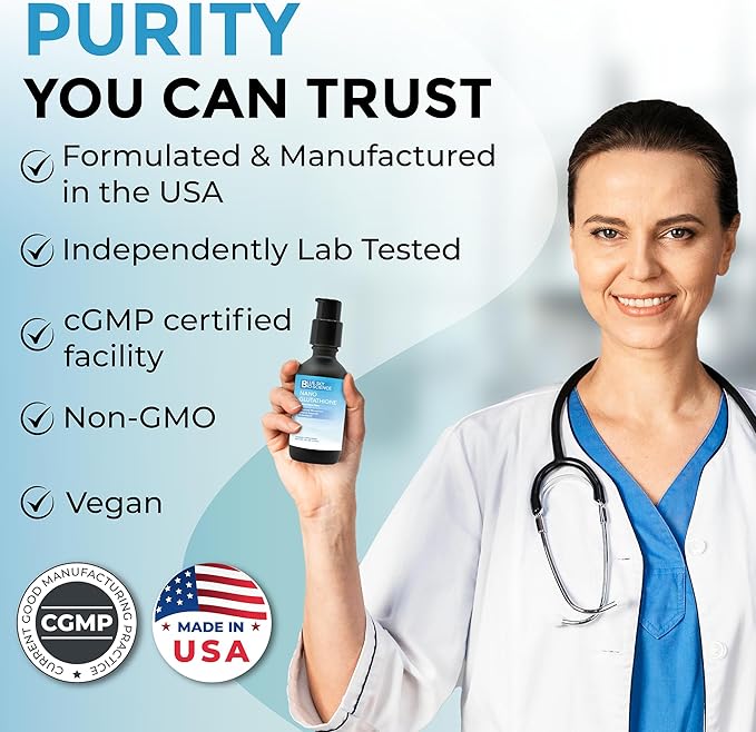 Nano Glutathione w/Nano Vitamin C | Ultra Absorbable Antioxidant for Detox Support Immune Health and Healthy Gums | Fast Oral Delivery | 30 Servings