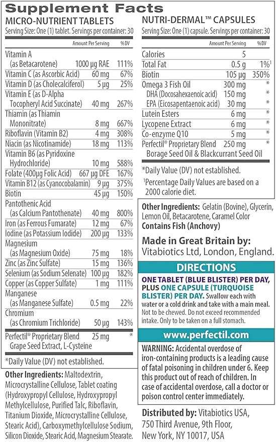 Perfectil by Vitabiotics Plus Skin Extra Support Tablets &amp Capsules x 28