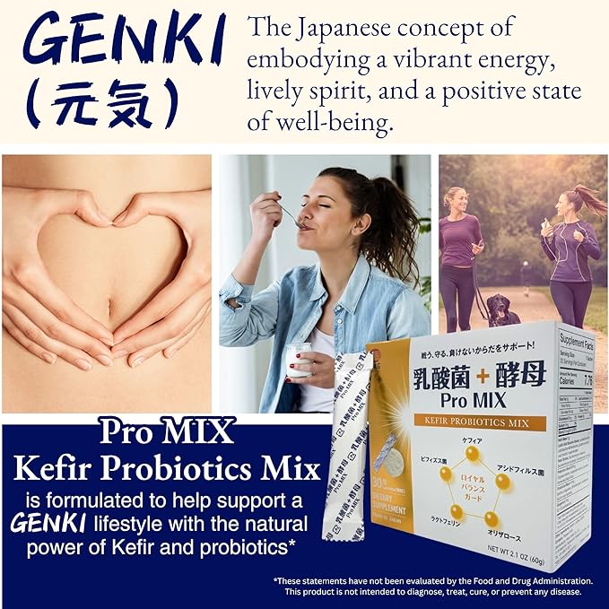 Pro Mix Kefir Probiotic Supplement with 12 Strains + Prebiotics for Gut &amp Immune Health | Travel-Friendly Powder Packs (30ct).