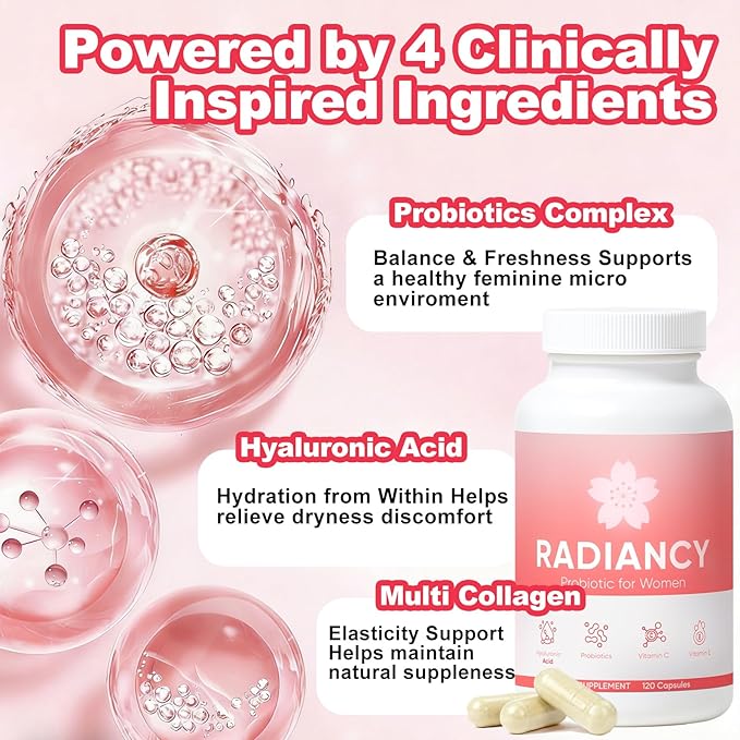 Vaginal Probiotic for Women Vaginal Health - Vaginal Dryness &amp Ph Balance with Lactobacillus Strains Cherry Blossom Extract Hyaluronic Acid Vitamin C - 120 Count