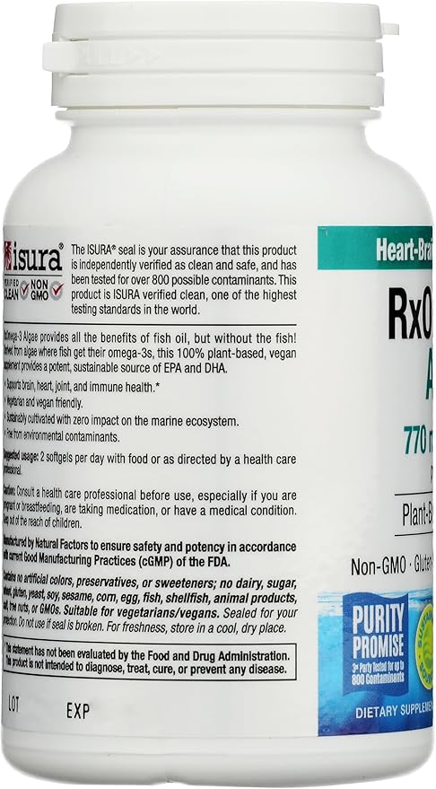 Natural Factors RxOmega-3 Algae 770 mg 60 Softgels
