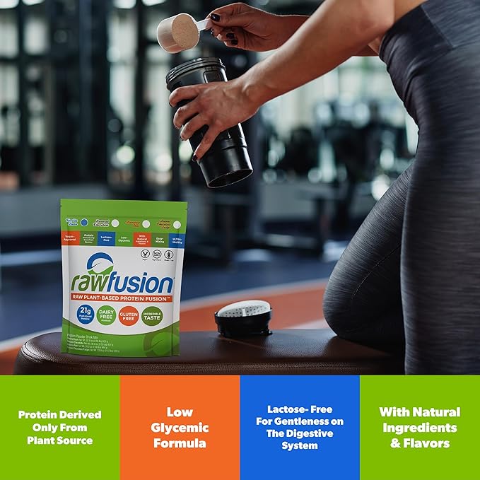 Rawfusion Vegan Protein Powder Vanilla Bean – 30 Servings 21g Plant-Based Protein Low Net Carbs Non-Dairy Gluten-Free Soy-Free Kosher Non-GMO 2.06lbs