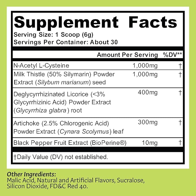 Liver Elixir – Premium Liver Cleanse Detox &amp Repair Powder with 1000mg of Milk Thistle &amp NAC Artichoke Extract Licorice Root - Made in USA - Watermelon (30 Servings)