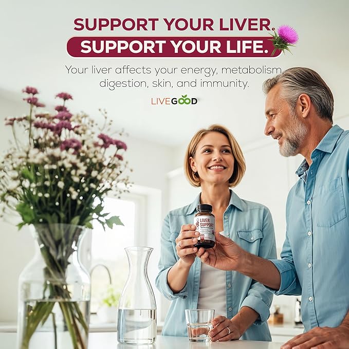 LIVEGOOD Liver Support Supplement for Liver Cleanse Detox Milk Thistle and Dandelion Root with Turmeric and Alpha Lipoic Acid for Overall Health (60 Count)