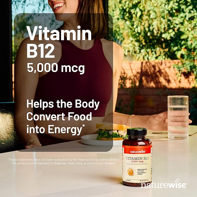 NatureWise [1 Vitamin B12 5000 mcg - Extra Strength - Non-GMO - 60 Softgels[60-Day Supply] + [1] Vegan Vitamin D3 5000iu + Organic Olive Oil - 60 Mini Softgels[60-Day Supply]