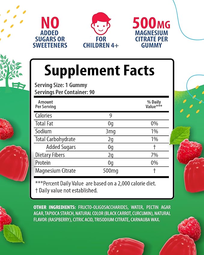 Magnesium Gummies for Kids 500mg &amp Iron Gummies for Adults - Iron Vitamins with Vitamin C