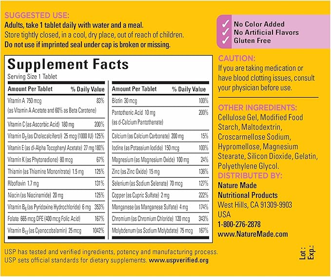 Nature Made Multivitamin 50+ His &amp Hers Combo Pack Mens and Womens Multivitamin with Vitamin C Vitamin D3 B Vitamins Zinc &amp More Two Multivitamin Bottles