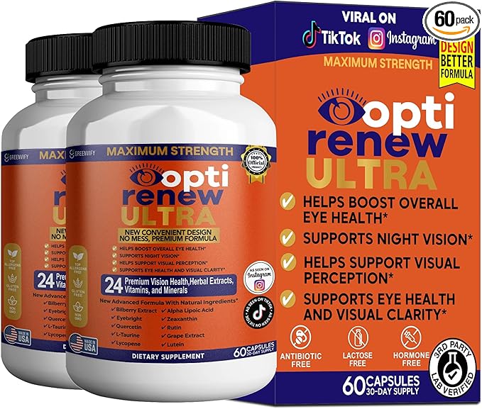 Opti Renew Ultra Maximum Strength Eye Health Supplement 24 Premium Vision Health Herbal Extracts Vitamins and Minerals 60 Capsules (2)