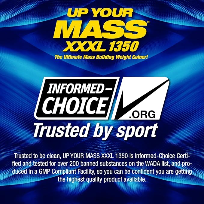 MHP UYM XXXL 1350 Mass Building Weight Gainer Muscle Mass Gains w/50g Protein High Calorie 11g BCAAs Leucine Milk Chocolate 8 Servings