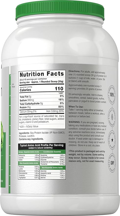 Horbaach Soy Protein Isolate Powder | Vegan &amp Unflavored | for Smoothies Shakes Baking and Cooking | 3 lb | Vegetarian Non-GMO Gluten Free