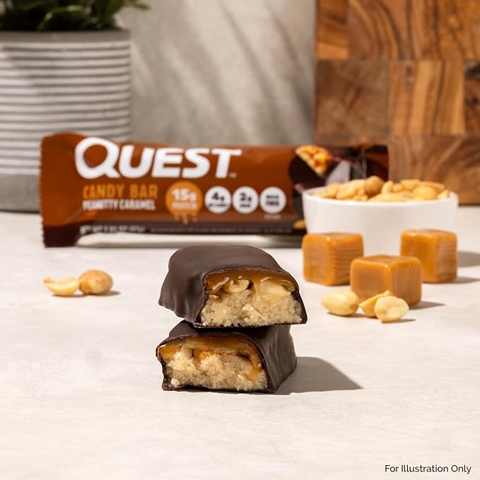 Quest Nutrition Protein Bar Peanutty Caramel Flavor 15g Protein 2g Sugar Low Sugar Gluten Free 12 Count