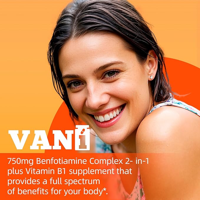 Mega Benfotiamine 750mg with Vitamin B-1 Highly Bioavailable Benfotiamine B1 Supplement Derivative to Support Overall Health* Gluten-Free 120 Capsules (2)