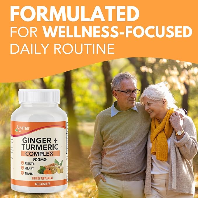 Arymar Ginger Turmeric Supplement (3 Pack) – 60 Capsules – Herbal Dietary Supplement