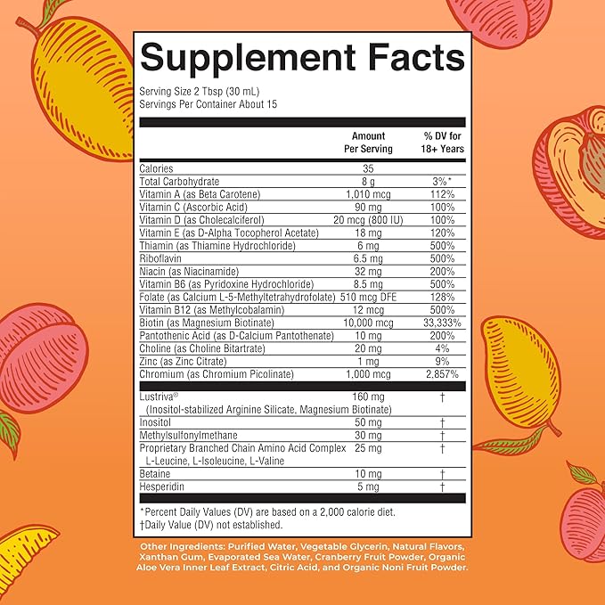 MaryRuth's MaryRuth's Liquid Morning Multivitamin +Hair Growth (Peach Mango 15.22oz) &amp Iron Liquid (Berry) | Clean Label Project Verified® | Beauty Immunity &amp Overall Health | Vegan Non-GM