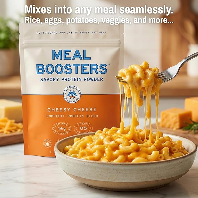 Meal Boosters Savory Protein Powder Supplement | 15–20g Complete Protein Meal Enhancer for Cooking &amp Prep | Collagen Peptides for Gut Joint &amp Support | Keto Friendly Gluten Free (Cheesy Chee
