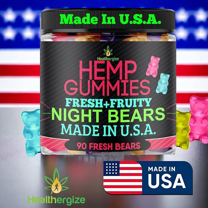 Hemp Gummies for Sleep-Calm Relaxation Fruity Gummy Bears Edibles Restful Bedtime-Natural Hemp Oil Omega Candy-Made in USA-90 Count