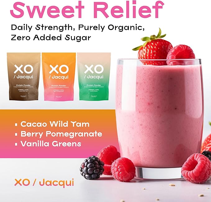 Organic &amp Vegan Protein Powder for Women Pomegranate Berry – Delicious Protein Powder Made from 6 Science-Backed &amp Nutritious Ingredients – Organic Protein Powder to Support Women in All Life