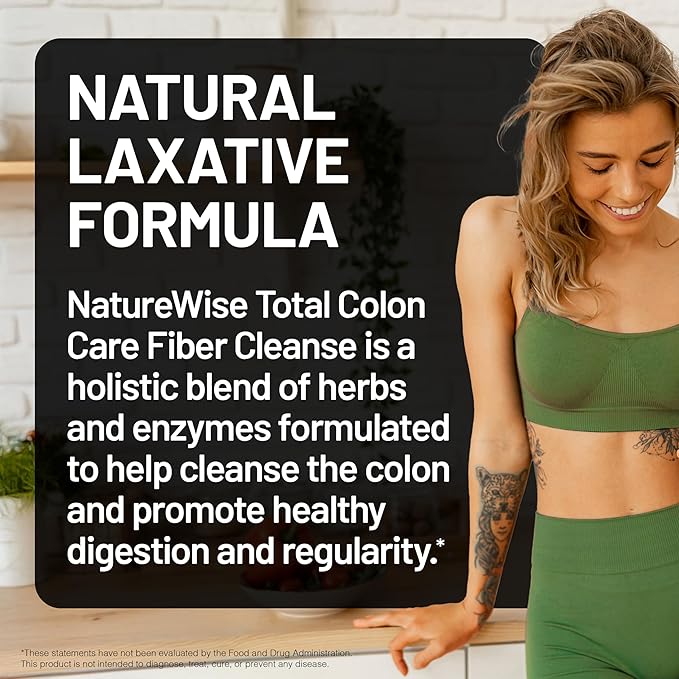 NatureWise [1] Total Colon Care Fiber Cleanse - Natural Laxative - 60 Capsules[30-Day Supply] + [1] NighttimeSlim- Cayenne Green Coffee Bean GABA - 60 Capsules[30-Day Supply]