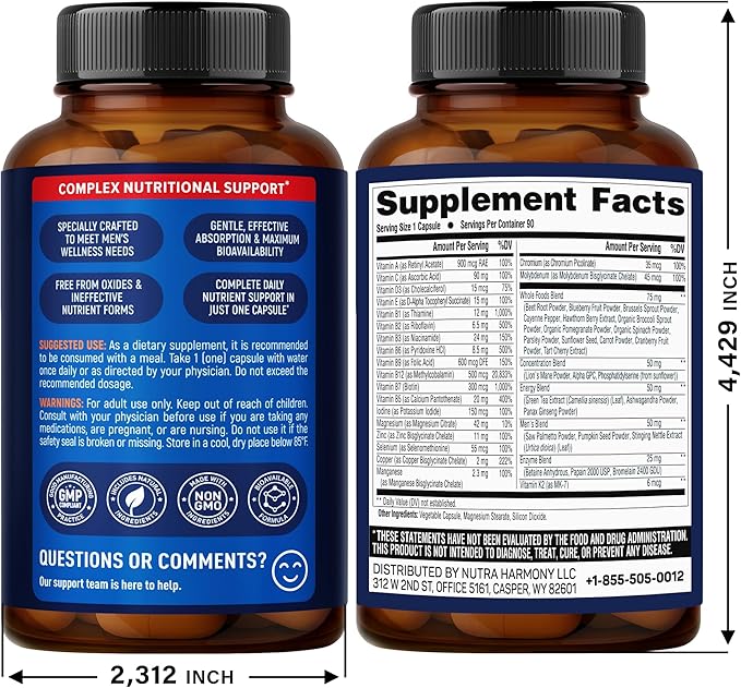 NUTRAHARMONY Multivitamins for Men &amp Biotin with Silicon Softgels