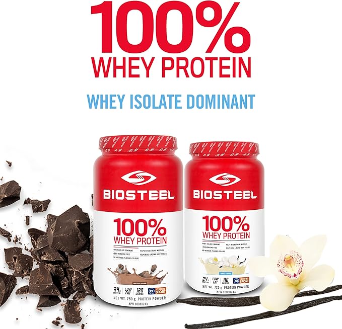 BIOSTEEL Sports Vanilla 100% Whey Protein Powder Supplement rBGH Hormone Free &amp Non-GMO Post Workout Formula 25 Servings 25.5 Ounces Trusted by Pro Athletes NSF for Sport