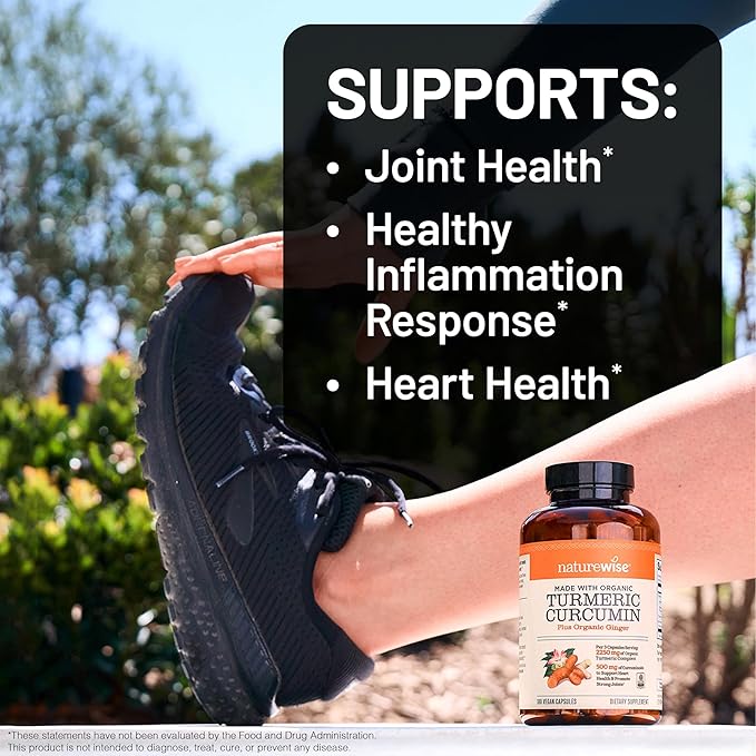 NatureWise Curcumin Turmeric 2250mg - 95% Curcuminoids &amp BioPerine Black Pepper Extract for Advanced Absorption - Daily Joint and Immune Health Support - Vegan Non-GMO 360 Count[120-Day Supply]
