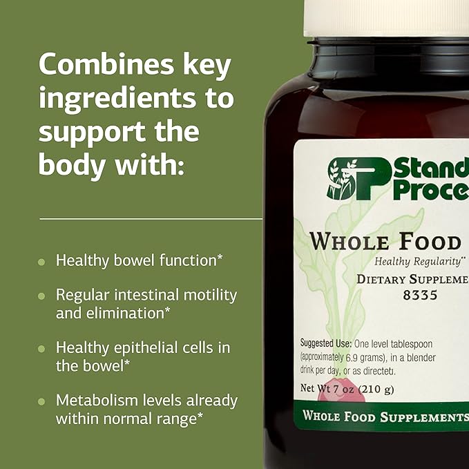 Standard Process - Whole Food Fiber - Daily Fiber Supplement for Digestive Health &amp Gut Support - High Fiber Powder with Soluble &amp Insoluble Fiber - Non-Dairy Non-Soy &amp Gluten-Free - 7 oz