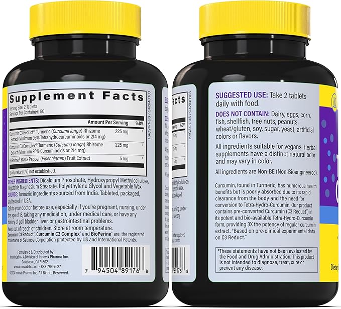 Magnesium &amp Curcumin Bundle: InnovixLabs Advanced Magnesium (150 Time-Release Capsules) InnovixLabs Turmeric Curcumin (100 Time-Release Tablets). Promotes Relaxation Bones Muscle and Immune Heal