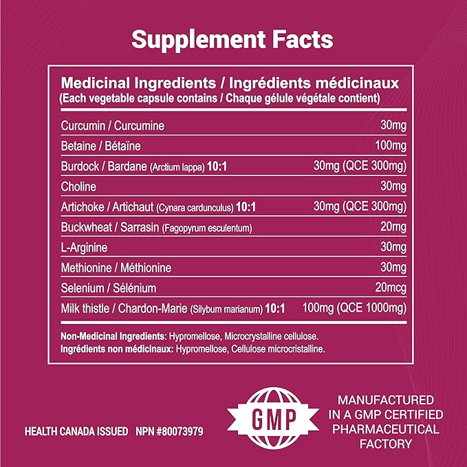 Liver Support Supplement Herbal Liver Detox with Milk Thistle Artichoke Leaf Buckwheat Sprouted Methionine Curcumin Betaine Plant-Based (90 Capsules)