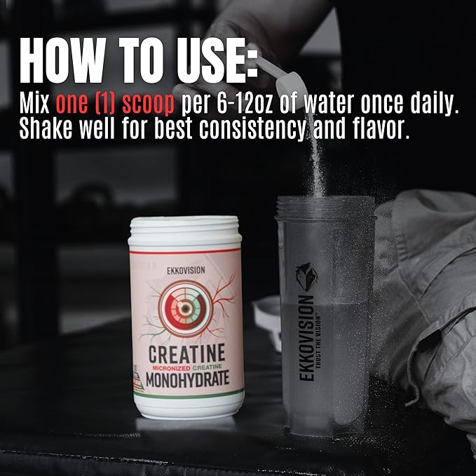 Ekkovision Creatine Monohydrate Powder Micronized Green Apple Pre Workout &amp Post Workout Supplement for Men and Women Energy Support Easy to Mix in Shakes Smoothies &amp Beverages 100 Serv