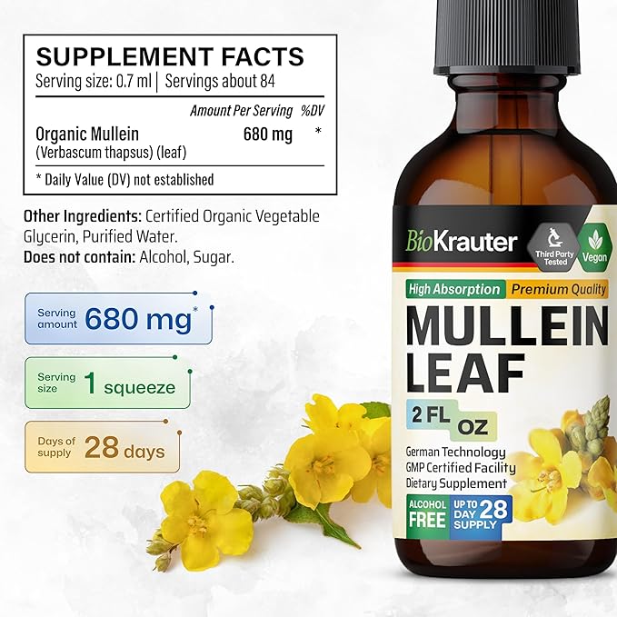 BIO KRAUTER Mullein Tincture 2 Fl. Oz. &amp Milk Thistle Tincture 2 Fl. Oz.